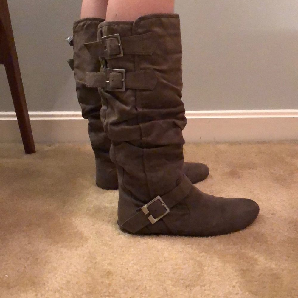 Brown suede boots
